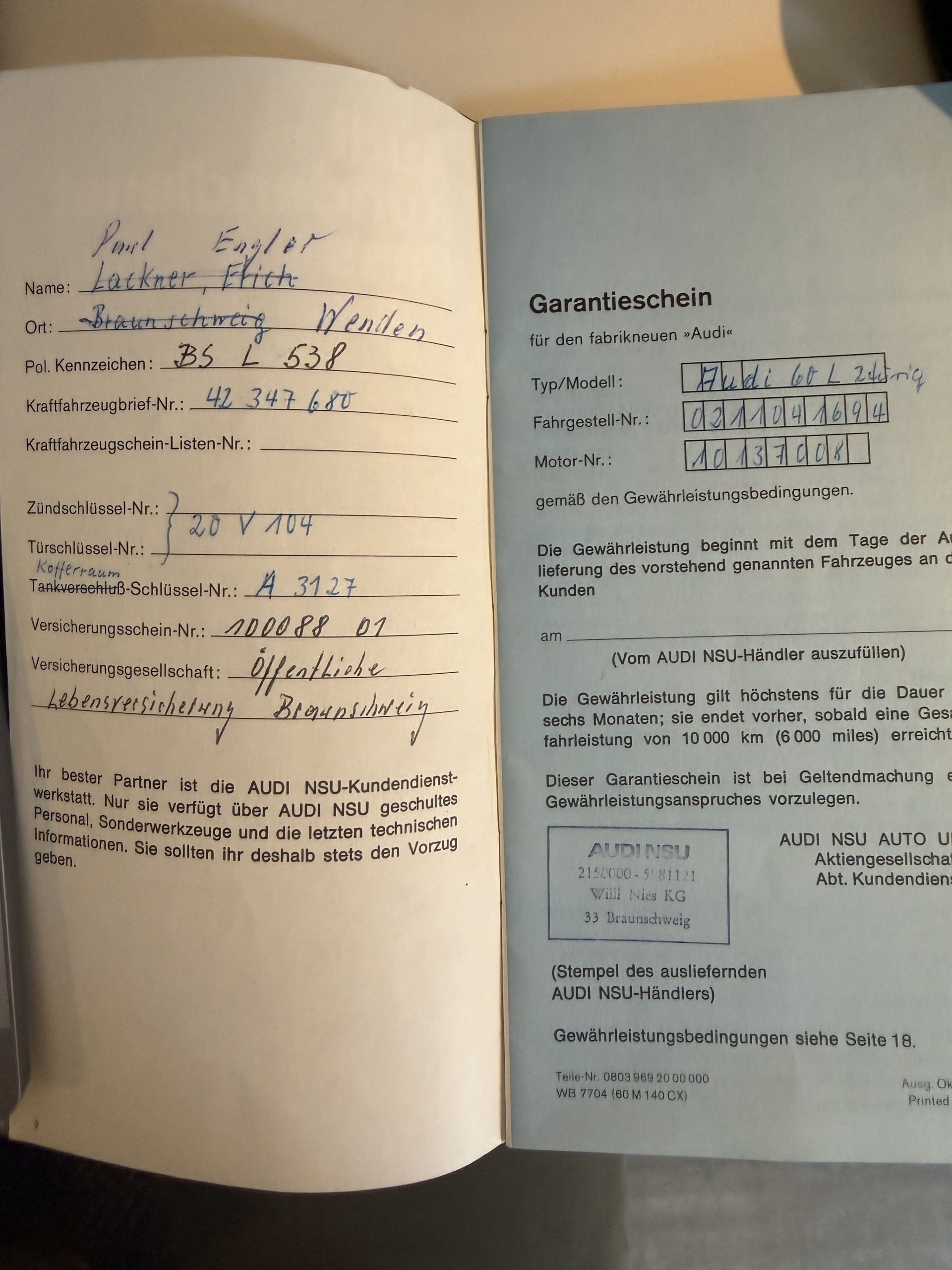 
								Audi 60 L Stahlschiebedach full									